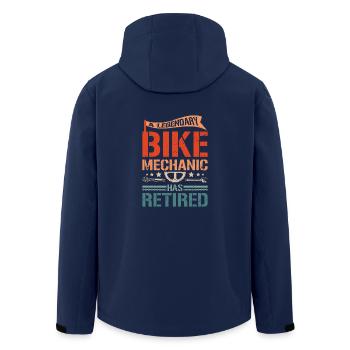 A legendary bike mechanic has retired - Men’s Recycled Softshell Jacket by Stanley/Stella - navy - Back - AI Model Male 185 light (185cm)