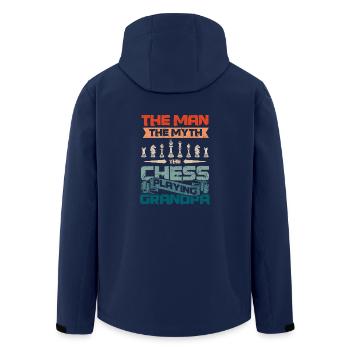 The man the myth the chess playing grandpa - Men’s Recycled Softshell Jacket by Stanley/Stella - navy - Back - AI Model Male 185 light (185cm)