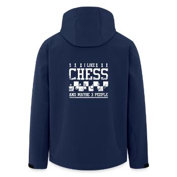 I like chess and maybe 3 people - Men’s Recycled Softshell Jacket by Stanley/Stella - navy - Back - AI Model Male 185 light (185cm)