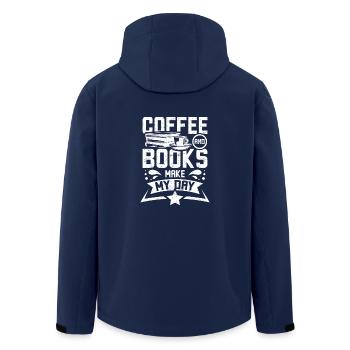 Coffee and books make my day - Men’s Recycled Softshell Jacket by Stanley/Stella - navy - Back - AI Model Male 185 light (185cm)