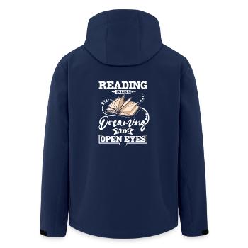 Reading is like dreaming - Men’s Recycled Softshell Jacket by Stanley/Stella - navy - Back - AI Model Male 185 light (185cm)