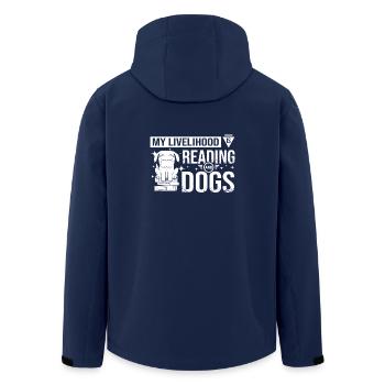 My livelihood is reading and dogs - Men’s Recycled Softshell Jacket by Stanley/Stella - navy - Back - AI Model Male 185 light (185cm)