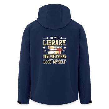 In the library I find myself - Men’s Recycled Softshell Jacket by Stanley/Stella - navy - Back - AI Model Male 185 light (185cm)