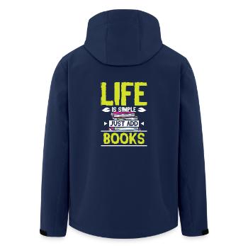 Life is simple just add books - Men’s Recycled Softshell Jacket by Stanley/Stella - navy - Back - AI Model Male 185 light (185cm)