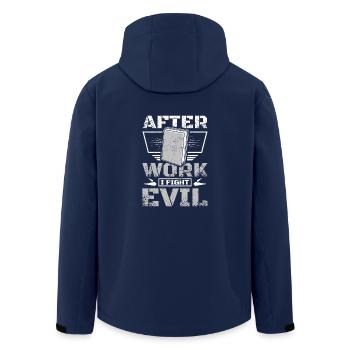 After work I fight evil reading books - Men’s Recycled Softshell Jacket by Stanley/Stella - navy - Back - AI Model Male 185 light (185cm)