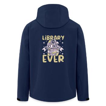 Library best offive ever - Men’s Recycled Softshell Jacket by Stanley/Stella - navy - Back - AI Model Male 185 light (185cm)