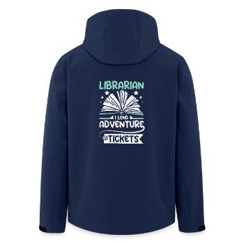 Librarian I lend adventure tickets - Men’s Recycled Softshell Jacket by Stanley/Stella - navy - Back - AI Model Male 185 light (185cm)