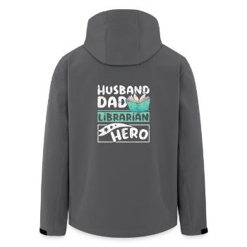 Husband dad librarian hero - Men’s Recycled Softshell Jacket by Stanley/Stella - anthracite - Back - AI Model Male 185 light (185cm)