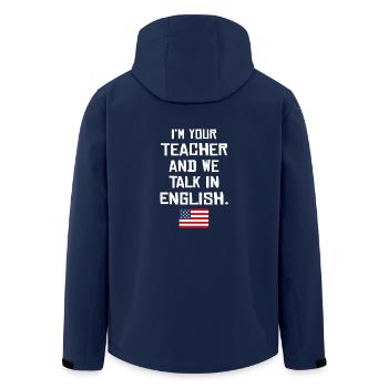 Professeur d’anglais américain - Veste softshell homme en polyester recyclé Stanley/Stella - marine - Dos - AI Model Male 185 light (185cm)