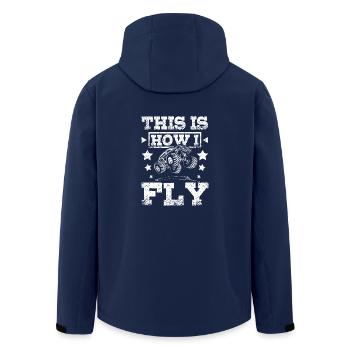 This is how I fly Monster truck - Men’s Recycled Softshell Jacket by Stanley/Stella - navy - Back - AI Model Male 185 light (185cm)