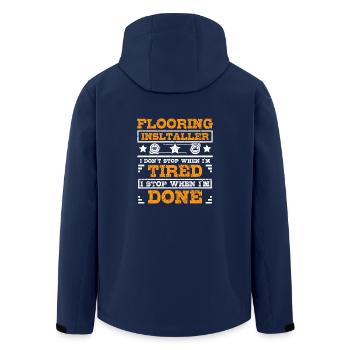 Flooring installer I stop when I'm done - Men’s Recycled Softshell Jacket by Stanley/Stella - navy - Back - AI Model Male 185 light (185cm)