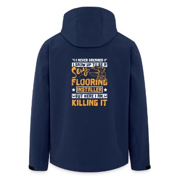 Sexy flooring installer - Men’s Recycled Softshell Jacket by Stanley/Stella - navy - Back - AI Model Male 185 light (185cm)