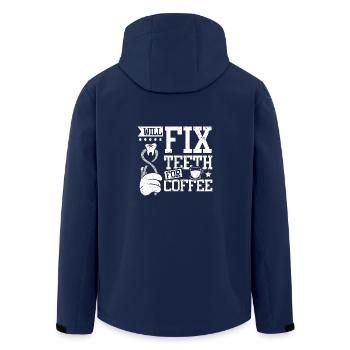 Will fix teeth for coffee dentist - Men’s Recycled Softshell Jacket by Stanley/Stella - navy - Back - AI Model Male 185 light (185cm)
