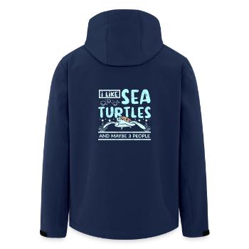 I like sea turtles and Maybe 3 people - Men’s Recycled Softshell Jacket by Stanley/Stella - navy - Back - AI Model Male 185 light (185cm)