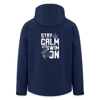Les tortues de mer restent calmes et nagent - Veste softshell homme en polyester recyclé Stanley/Stella - marine - Dos - AI Model Male 185 light (185cm)