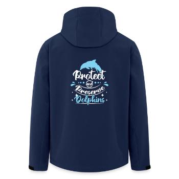 Protect and preserve dolphins - Men’s Recycled Softshell Jacket by Stanley/Stella - navy - Back - AI Model Male 185 light (185cm)