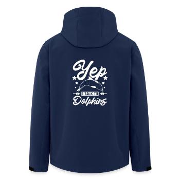 Yep I talk to dolphins dolphins - Men’s Recycled Softshell Jacket by Stanley/Stella - navy - Back - AI Model Male 185 light (185cm)