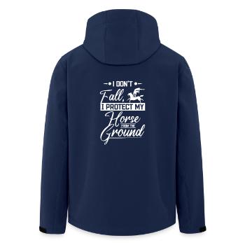 I don't fall I protect my horse from the ground - Recycelte Männer Softshell-Jacke von Stanley/Stella - Navy - Hinten - AI Model Male 185 light (185cm)