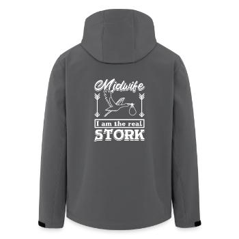 Midwife I am the real stork - Recycelte Männer Softshell-Jacke von Stanley/Stella - Anthrazit - Hinten - AI Model Male 185 light (185cm)