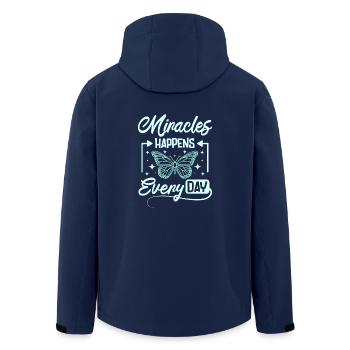 Miracles happens every day - Recycelte Männer Softshell-Jacke von Stanley/Stella - Navy - Hinten - AI Model Male 185 light (185cm)