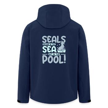 Seals belong in the sea not in the pool - Men’s Recycled Softshell Jacket by Stanley/Stella - navy - Back - AI Model Male 185 light (185cm)
