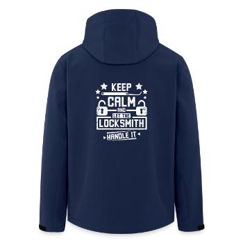 Keep calm and let the locksmith handle it - Recycelte Männer Softshell-Jacke von Stanley/Stella - Navy - Hinten - AI Model Male 185 light (185cm)