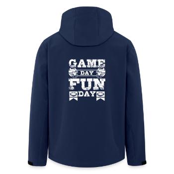 Game day fun day american football - Men’s Recycled Softshell Jacket by Stanley/Stella - navy - Back - AI Model Male 185 light (185cm)