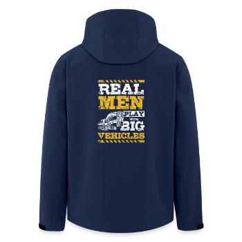 Real men play with big vehicles excavator driver - Men’s Recycled Softshell Jacket by Stanley/Stella - navy - Back - AI Model Male 185 light (185cm)