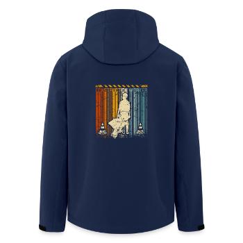 Retro vintage construction worker - Men’s Recycled Softshell Jacket by Stanley/Stella - navy - Back - AI Model Male 185 light (185cm)
