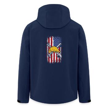 Usa american flag construction worker 4th of july - Men’s Recycled Softshell Jacket by Stanley/Stella - navy - Back - AI Model Male 185 light (185cm)