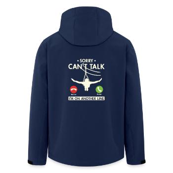 Sorry Can't Talk I'm On Another Line zipline - Men’s Recycled Softshell Jacket by Stanley/Stella - navy - Back - AI Model Male 185 light (185cm)