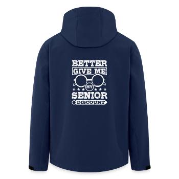 Give me my senior discount - Men’s Recycled Softshell Jacket by Stanley/Stella - navy - Back - AI Model Male 185 light (185cm)