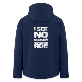 I see no reaseon to act my age - Men’s Recycled Softshell Jacket by Stanley/Stella - navy - Back - AI Model Male 185 light (185cm)