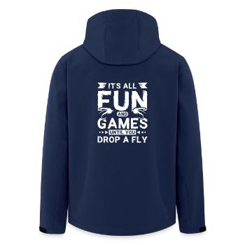 fun and games until you drop a fly fishing - Men’s Recycled Softshell Jacket by Stanley/Stella - navy - Back - AI Model Male 185 light (185cm)