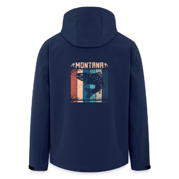 Pêche à la mouche rétro vintage montana - Veste softshell homme en polyester recyclé Stanley/Stella - marine - Dos - AI Model Male 185 light (185cm)