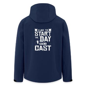 Start the day with a cast fly fishing - Men’s Recycled Softshell Jacket by Stanley/Stella - navy - Back - AI Model Male 185 light (185cm)