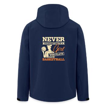Never underestimate a girl who plays basketball - Men’s Recycled Softshell Jacket by Stanley/Stella - navy - Back - AI Model Male 185 light (185cm)