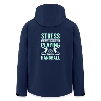 Stress is caused by not playing enough handball - Men’s Recycled Softshell Jacket by Stanley/Stella - navy - Back - AI Model Male 185 light (185cm)