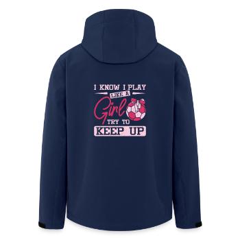Play like a girl handball - Men’s Recycled Softshell Jacket by Stanley/Stella - navy - Back - AI Model Male 185 light (185cm)