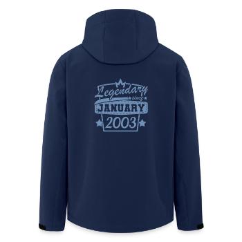 Geburtstag Januar 2003 Retro - Recycelte Männer Softshell-Jacke von Stanley/Stella - Navy - Hinten - AI Model Male 185 light (185cm)
