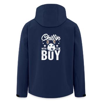 Chillin with my boy, siberian husky - Men’s Recycled Softshell Jacket by Stanley/Stella - navy - Back - AI Model Male 185 light (185cm)