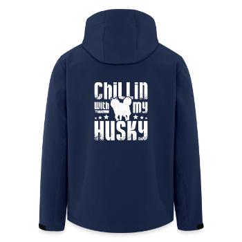 Chillin with my siberian husky - Men’s Recycled Softshell Jacket by Stanley/Stella - navy - Back - AI Model Male 185 light (185cm)