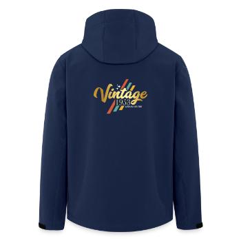 Vintage 1953 Birthday Sayings - Men’s Recycled Softshell Jacket by Stanley/Stella - navy - Back - AI Model Male 185 light (185cm)