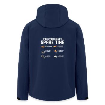 Do things in my spare time, play cornhole - Men’s Recycled Softshell Jacket by Stanley/Stella - navy - Back - AI Model Male 185 light (185cm)