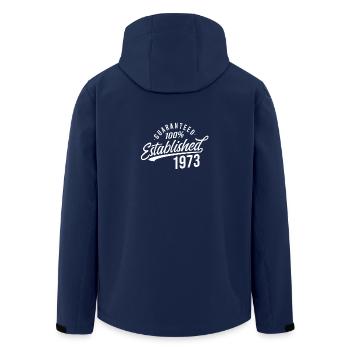 Guaranteed Released Vintage 1973 Birthday - Men’s Recycled Softshell Jacket by Stanley/Stella - navy - Back - AI Model Male 185 light (185cm)