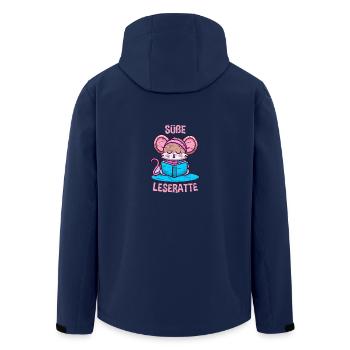 Süße Ratte liest ein Buch Leseratte - Recycelte Männer Softshell-Jacke von Stanley/Stella - Navy - Hinten - AI Model Male 185 light (185cm)