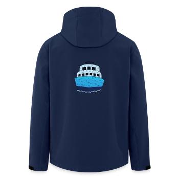 Design de bateau de croisière Bleu Minimaliste - Veste softshell homme en polyester recyclé Stanley/Stella - marine - Dos - AI Model Male 185 light (185cm)