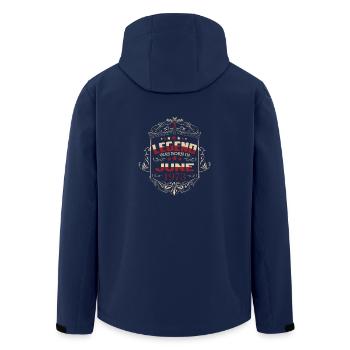 June 1973 Birthday Legend Sayings - Men’s Recycled Softshell Jacket by Stanley/Stella - navy - Back - AI Model Male 185 light (185cm)