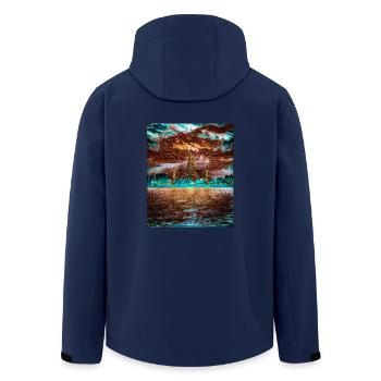 Temple Wat Arun, Bangkok, Thaïlande - Veste softshell homme en polyester recyclé Stanley/Stella - marine - Dos - AI Model Male 185 light (185cm)