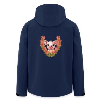 Pig Lucky Charm Birthday Gift - Men’s Recycled Softshell Jacket by Stanley/Stella - navy - Back - AI Model Male 185 light (185cm)